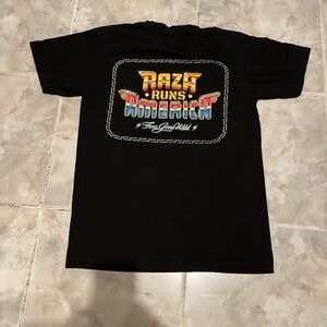 Foos Gone Wild “Raza Runs America” Spellout Logo T-Shirt SZ Small